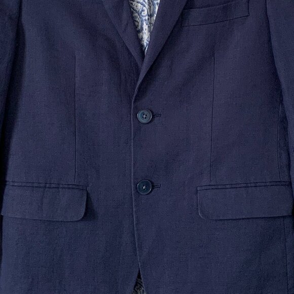 LAUREN by Ralph Lauren | 100% Linen Women’s Blazer Navy Blue - Picture 16 of 16